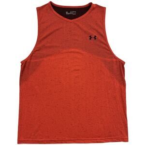 Under Armour Fitted Heat Gear‎ Men Orange Sleeveless Shirt Sz XXL